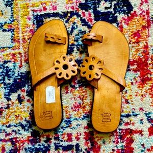Moroccan leather tan slippers